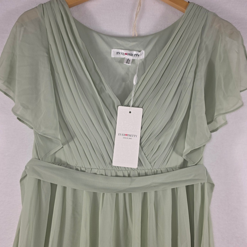 Ever Pretty Bridesmaids Dress Size 6 Sage Green Chiffon Pleated Maxi EE0164AMG06 - Picture 8 of 10